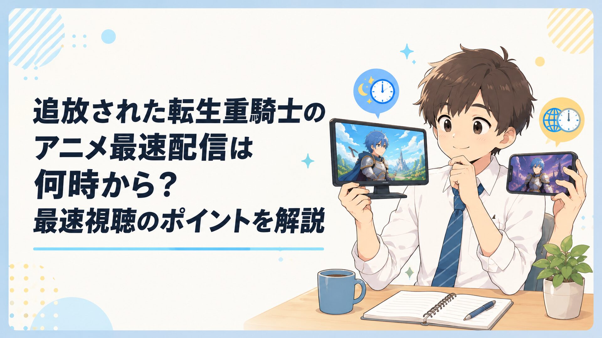 テレビの木曜24時26分放送とスマートフォンの木曜24時56分WEB最速配信を見比べる会社員