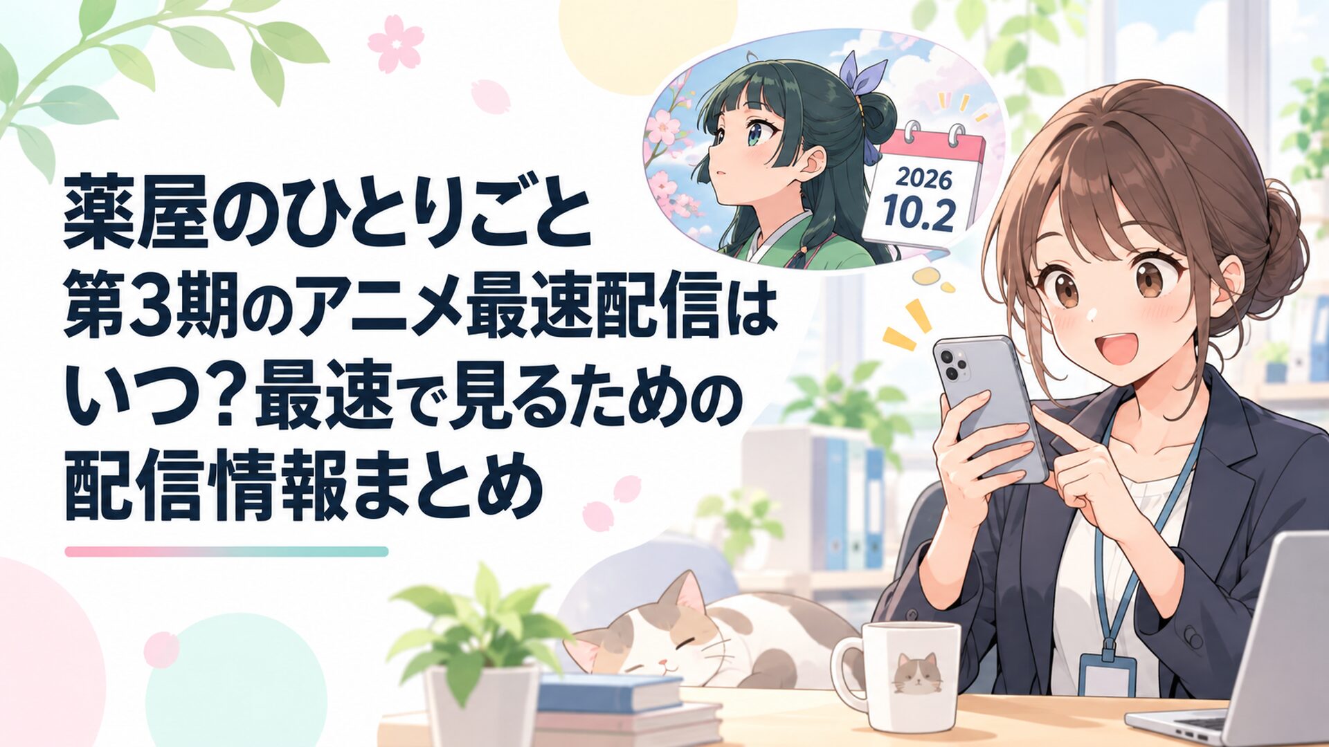 薬屋のひとりごと第3期の2026年10月2日放送開始と最速配信情報をスマートフォンで確認する会社員